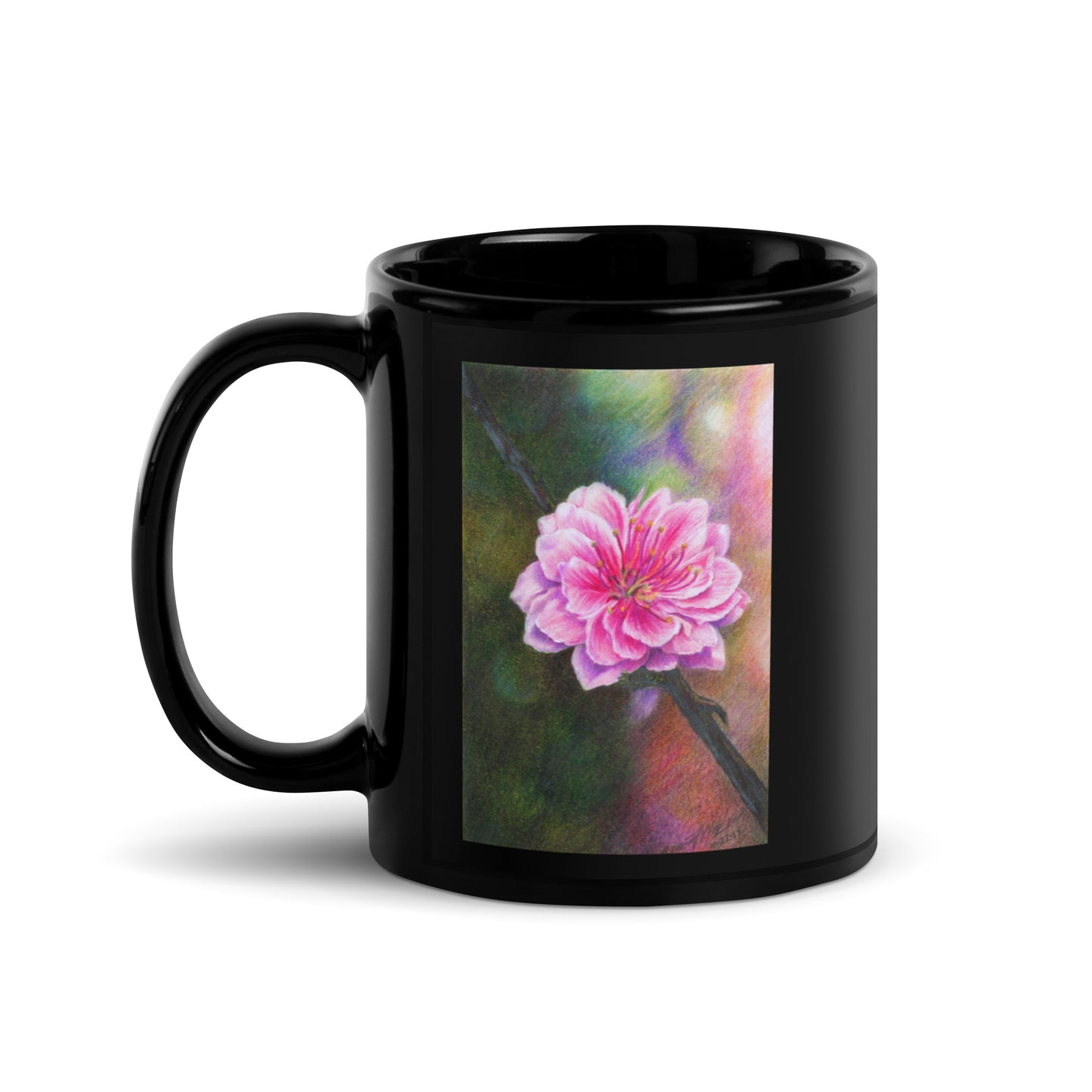 "Cherry Blossom" Dean McKee Original Black Glossy Mug