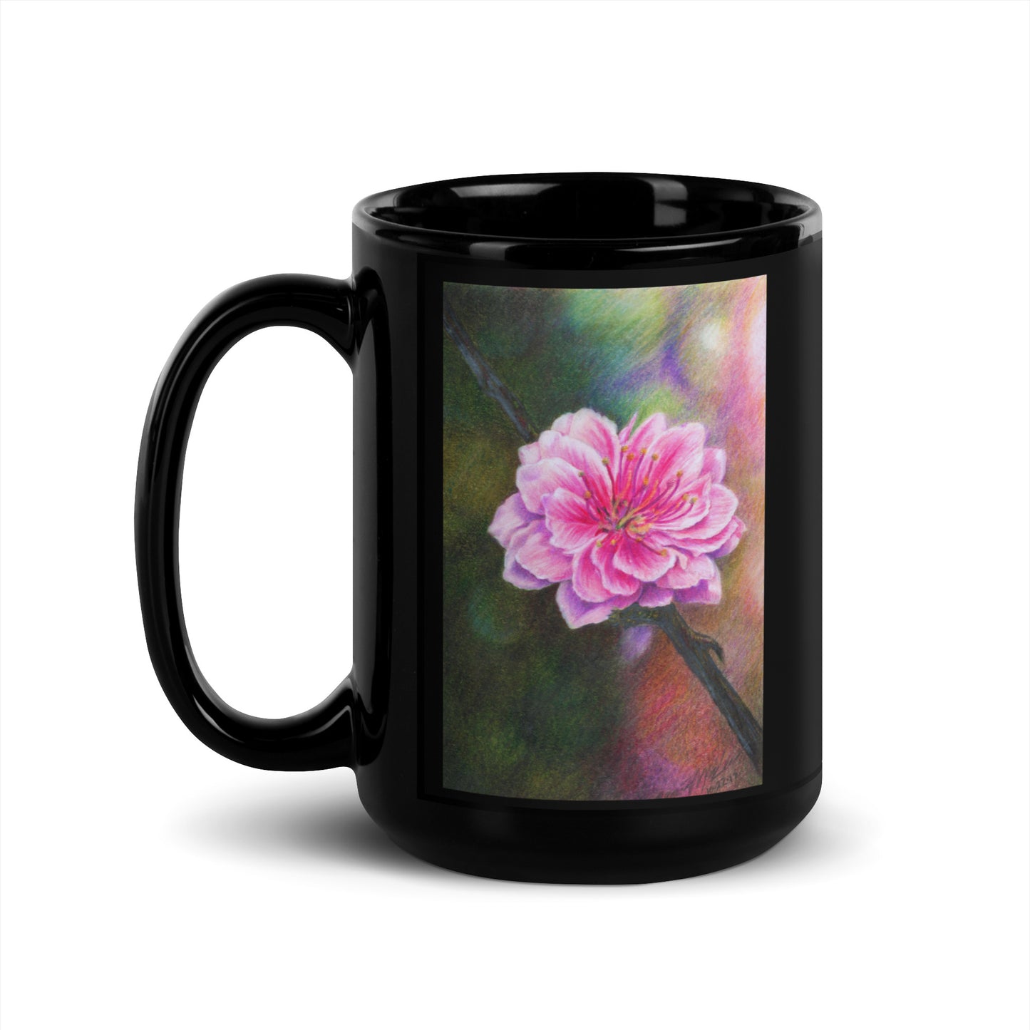 "Cherry Blossom" Dean McKee Original Black Glossy Mug