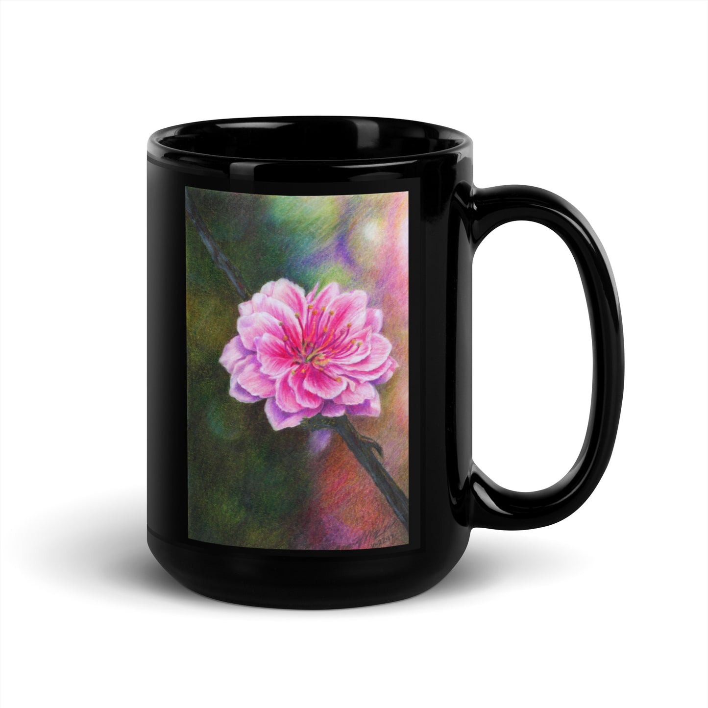 "Cherry Blossom" Dean McKee Original Black Glossy Mug