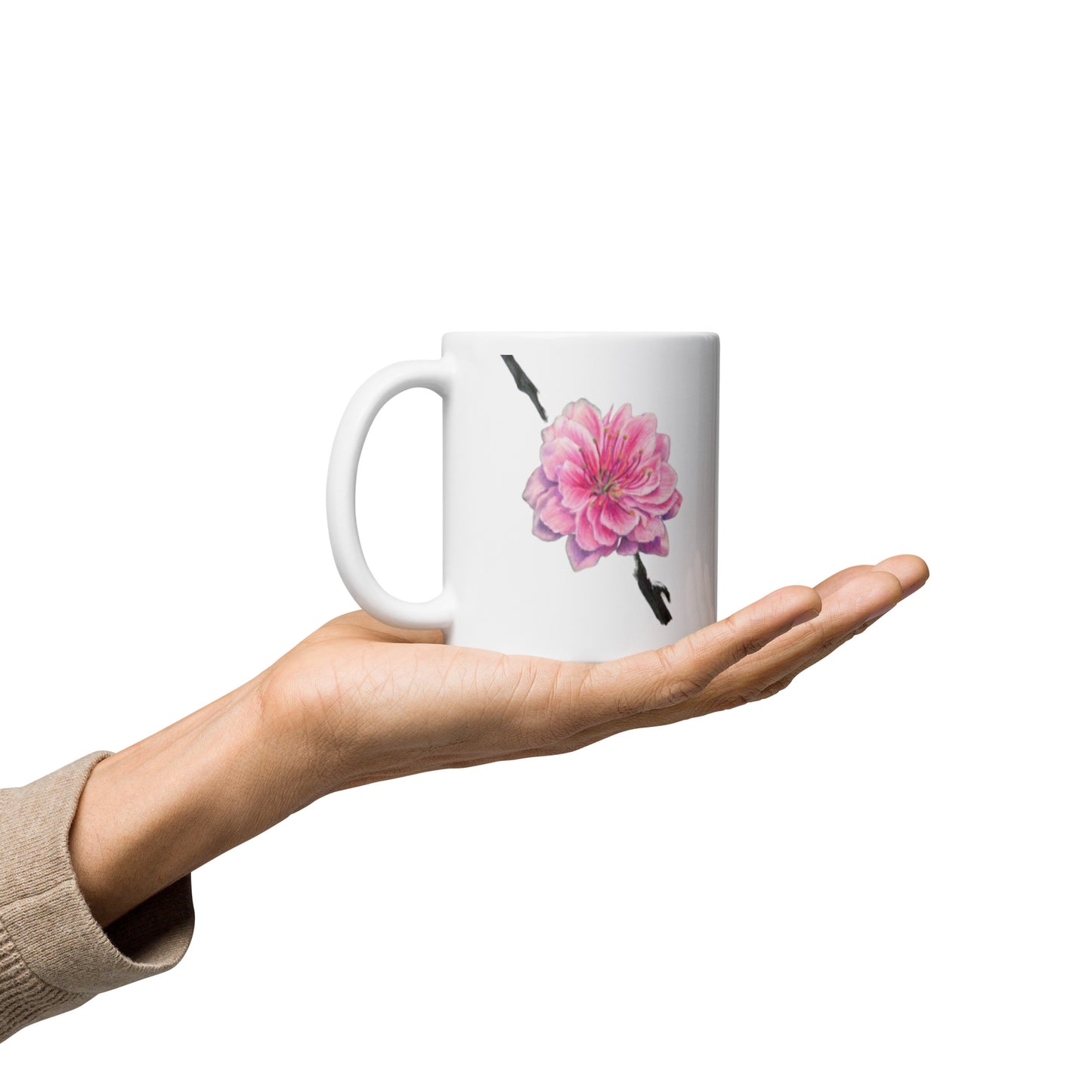 White glossy mug Cherry Blossom Dean McKee original