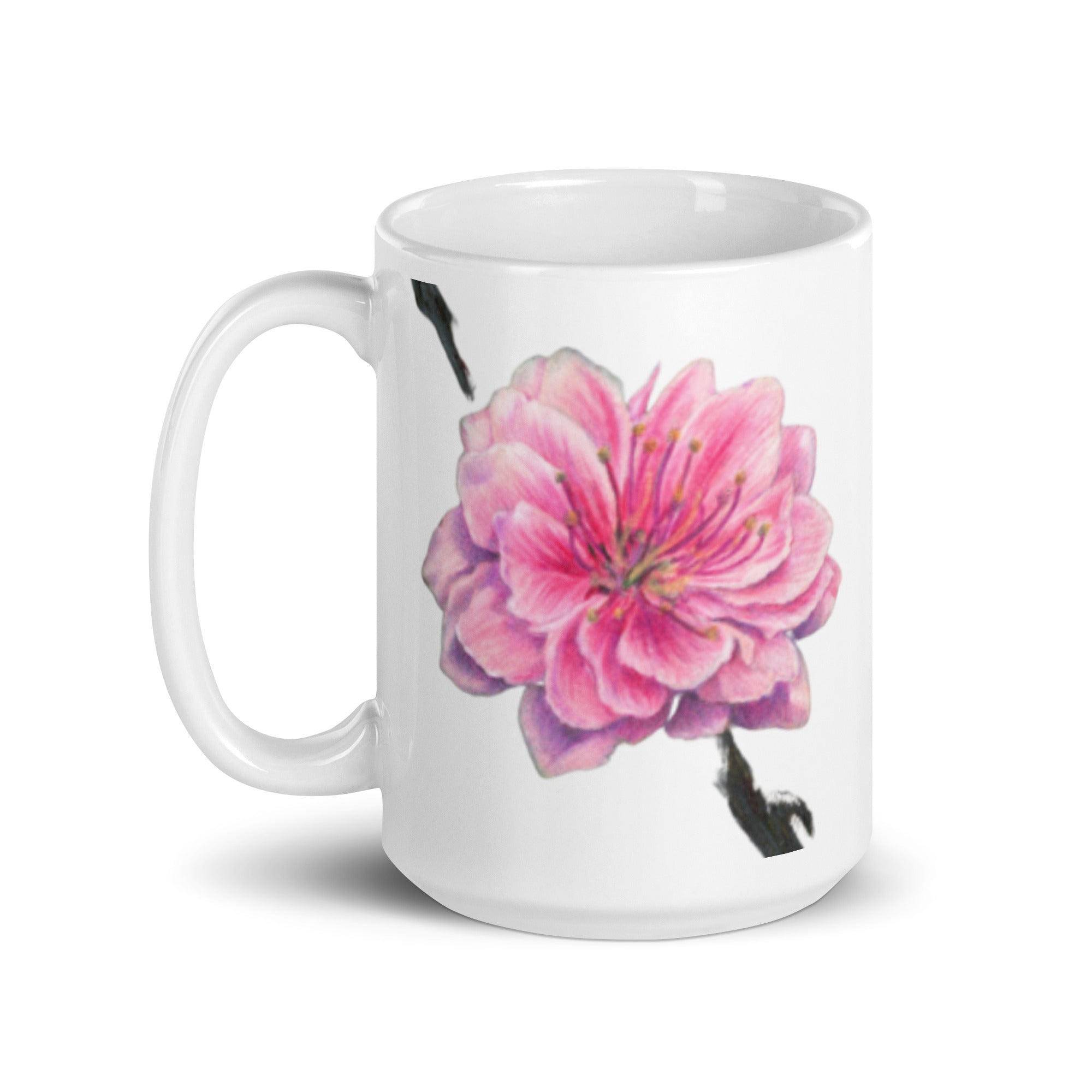 White glossy mug Cherry Blossom Dean McKee original