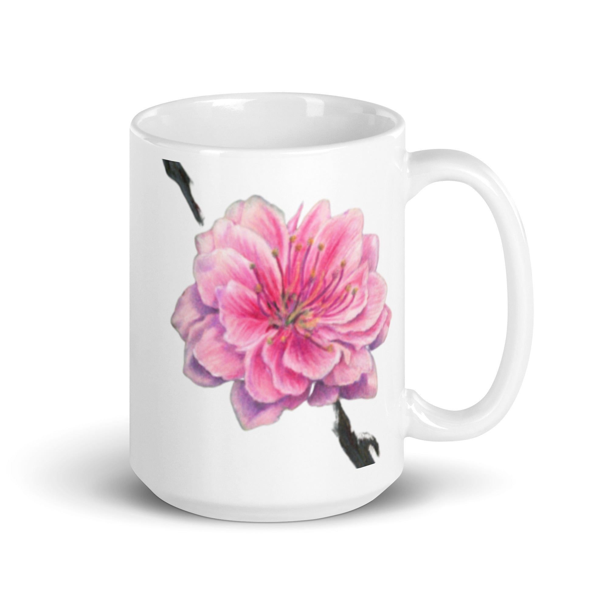 White glossy mug Cherry Blossom Dean McKee original